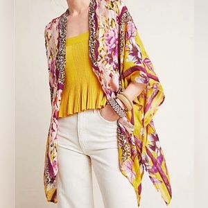 Anthropologie Elizabeth Gillett kimono.  Leopard rose yellow purple new no tags.